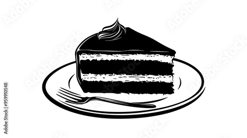 Slice of cake with layered fillings and frosting on a flat plate