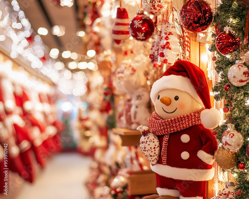Santa claus christmas decoration in a market photo