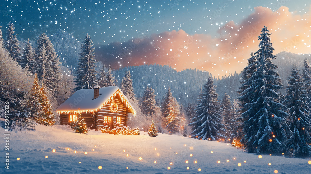 Snow-covered Winter Village Scene Snow-covered Winter Village Scene
