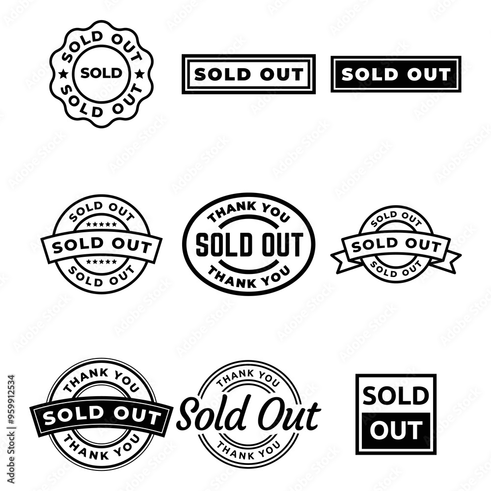 Fototapeta premium Set of Sold stamp logo. Vector illustration for web design