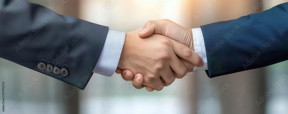 A close-up of two business professionals shaking hands, symbolizing partnership, agreement, and professionalism in a corporate setting. A close-up of two business professionals shaking hands, symbolizing partnership, agreement, and professionalism in a corporate setting.