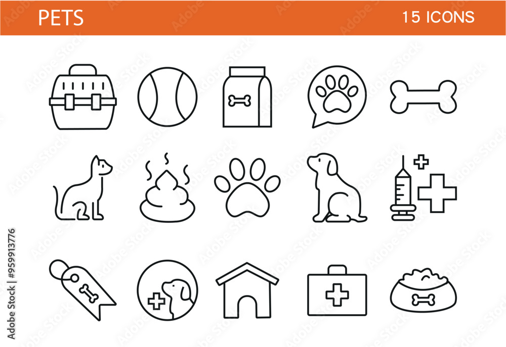 Fototapeta premium Pets web icons. Simple vector illustration.