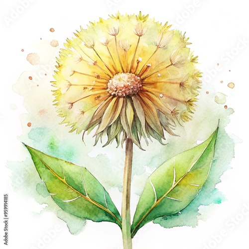 Charming Watercolor Clipart of Cute Dandelions Perfect for Invitations and DIY Projects photo