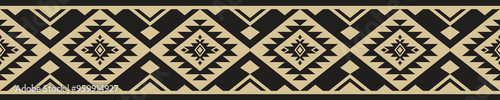 Ethnic border ornament. Geometric ethnic oriental seamless pattern. Stripe vector illustration. Native American Mexican African Indian tribal style. Design border, textile, fabric, clothing, carpet.
