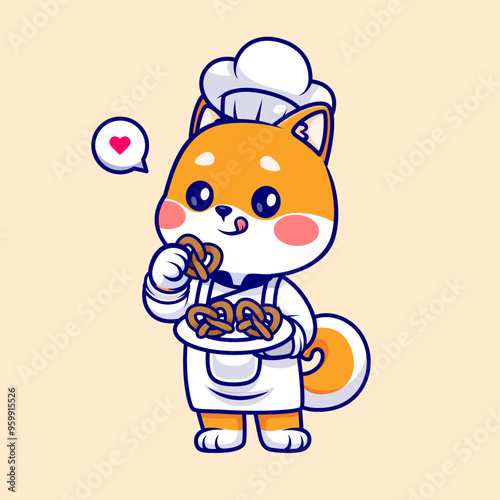 Cute Chef Shiba Inu Dog Cooking Pretzel Cake CartoonVector
Icon Illustration. Animal Food Icon Concept Isolated Premium
Vector. Flat Cartoon Style