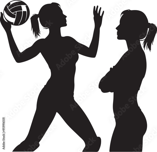 Female volleyball player vector design clipart flat style artwork
