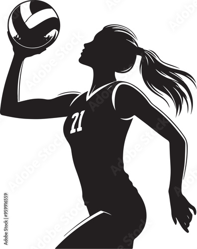 Female volleyball player vector design clipart flat style artwork photo