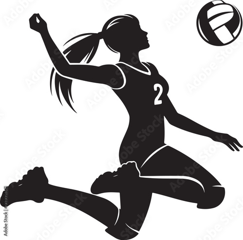 Female volleyball player vector design clipart flat style artwork photo