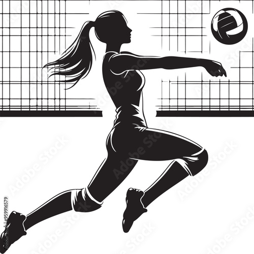 Female volleyball player vector design clipart flat style artwork