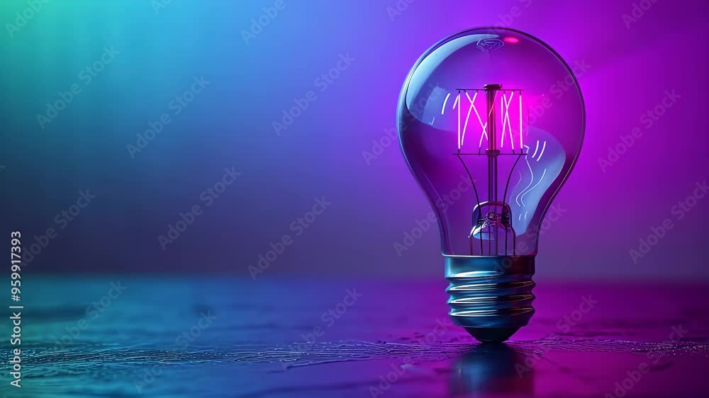 Light bulb on colorful background, creative energy concept