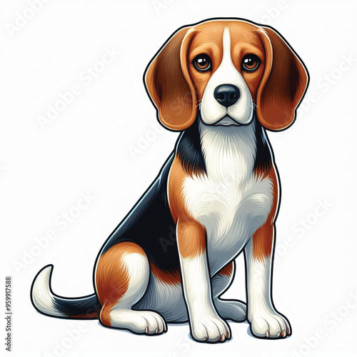 Cute Beagle dogs Vector Cartoon illustration