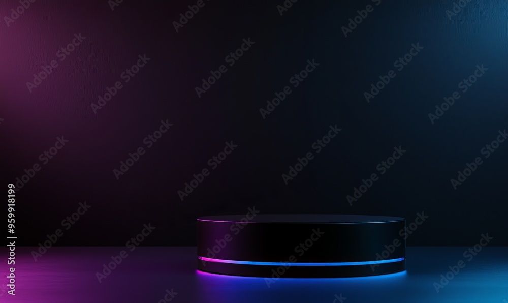 Spaceship background and blue and violet spotlights on a cyberpunk platform. 3D illustration rendering graphic of futuristic technology scene concept. Spaceship background and blue and violet spotlights on a cyberpunk platform. 3D illustration rendering graphic of futuristic technology scene concept.