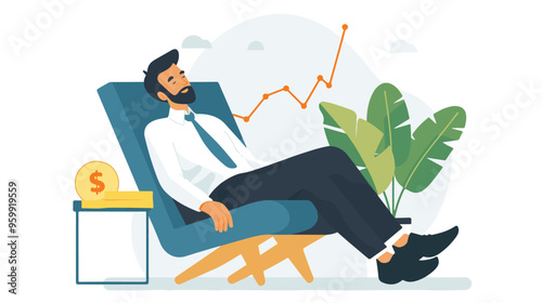 Financial growth concept. Young businessman earn more profit, make money from cryptocurrency
