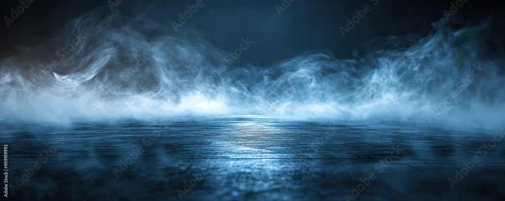 Mysterious fog envelops a calm water surface under ethereal lighting, creating a serene atmosphere for imaginative landscapes. Mysterious fog envelops a calm water surface under ethereal lighting, creating a serene atmosphere for imaginative landscapes.