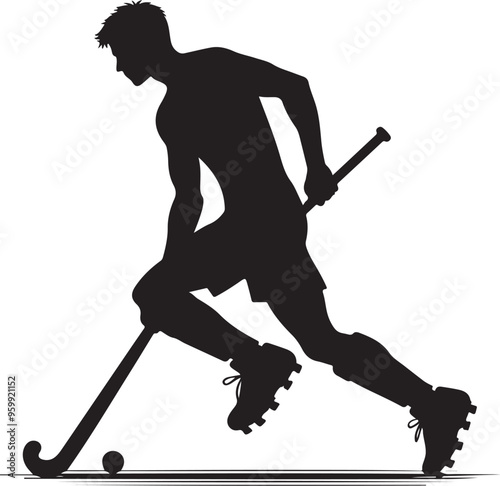 field hockey player vector design clipart flat style artwork