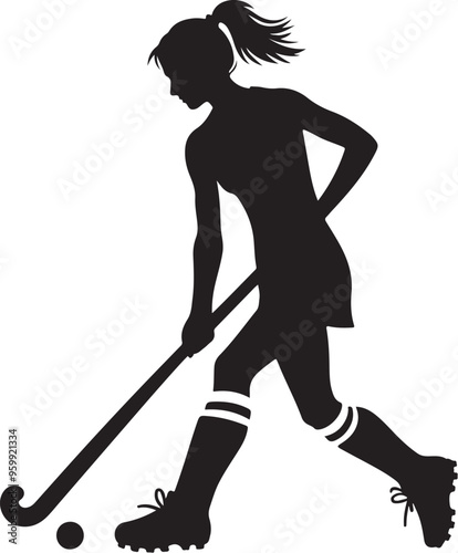 field hockey player vector design clipart flat style artwork