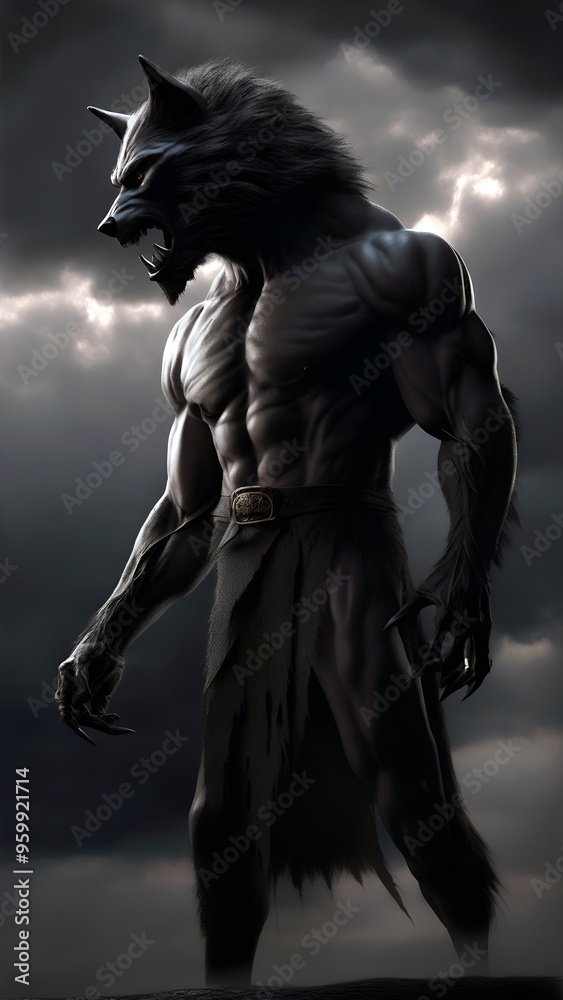 Fototapeta premium Wolfman at dark night