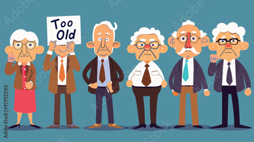 Age Discrimination in Employment: Elderly Holding "Too Old" Sign