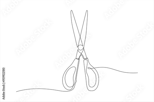 scissors continuous line vector illustration design