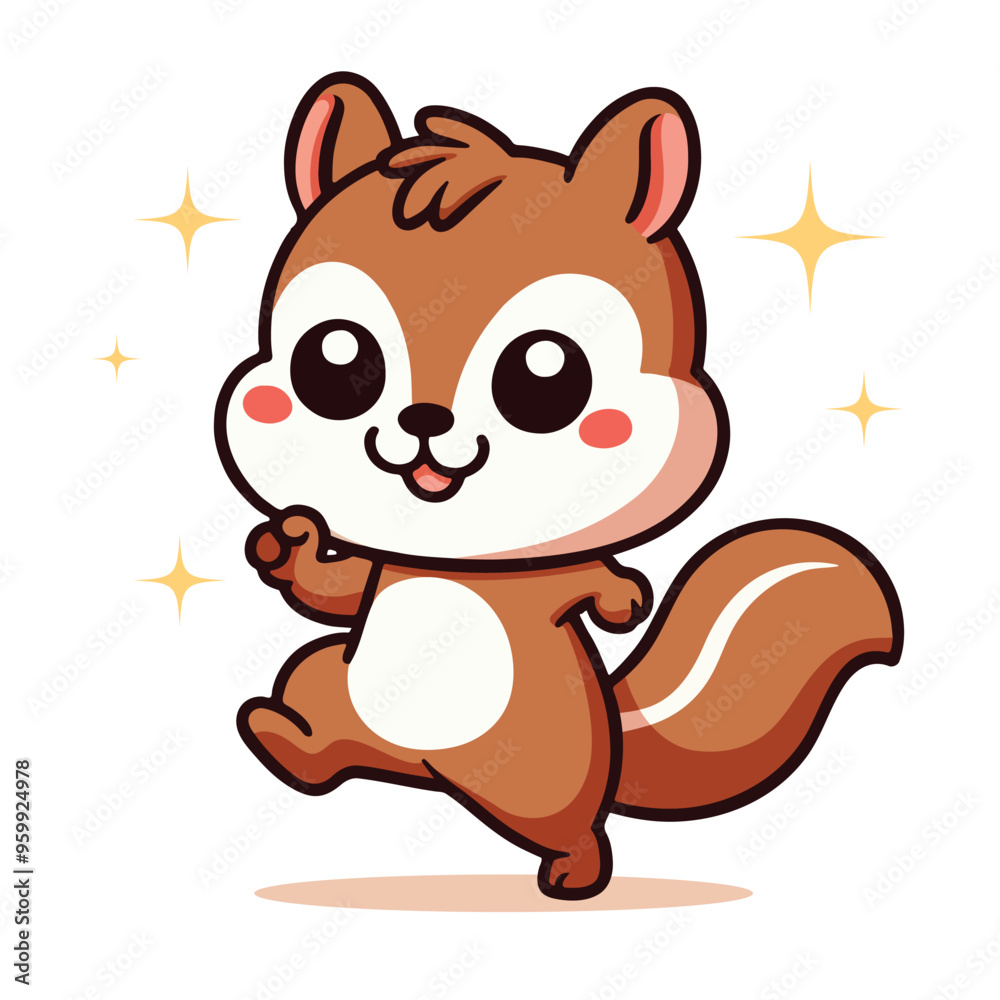 Kawaii squirrel cartoon vector illustration in flat style Kawaii squirrel cartoon vector illustration in flat style