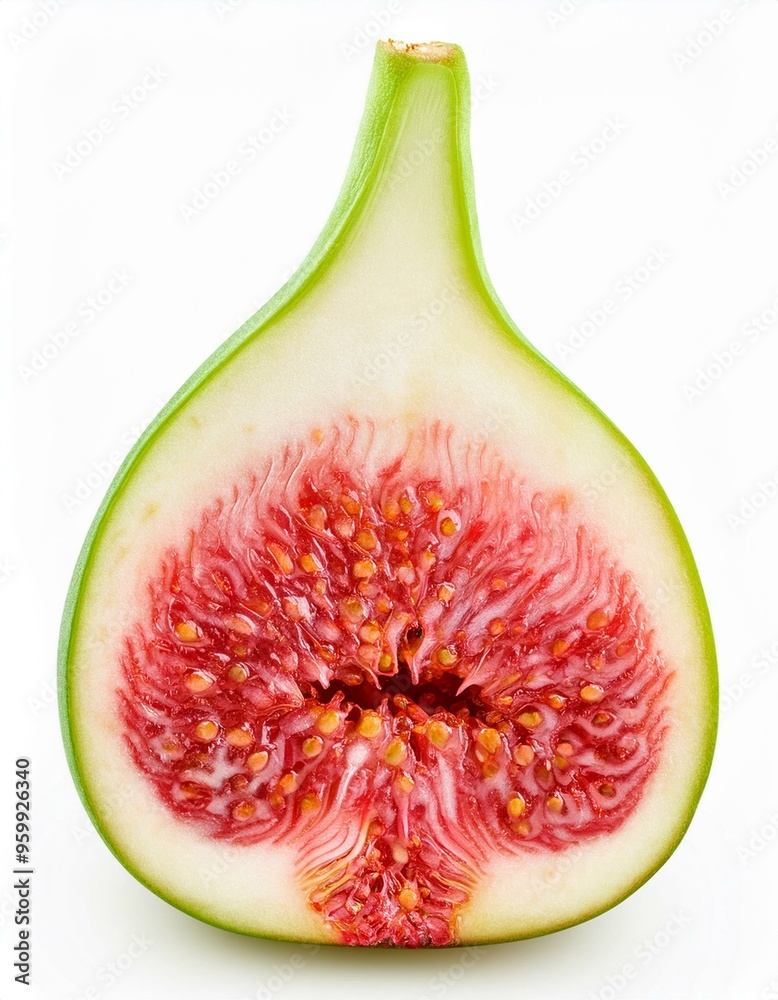green Fig cutted in the middle isolated on white background, full depth of field