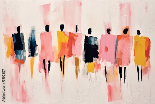Abstract colorful figures on canvas