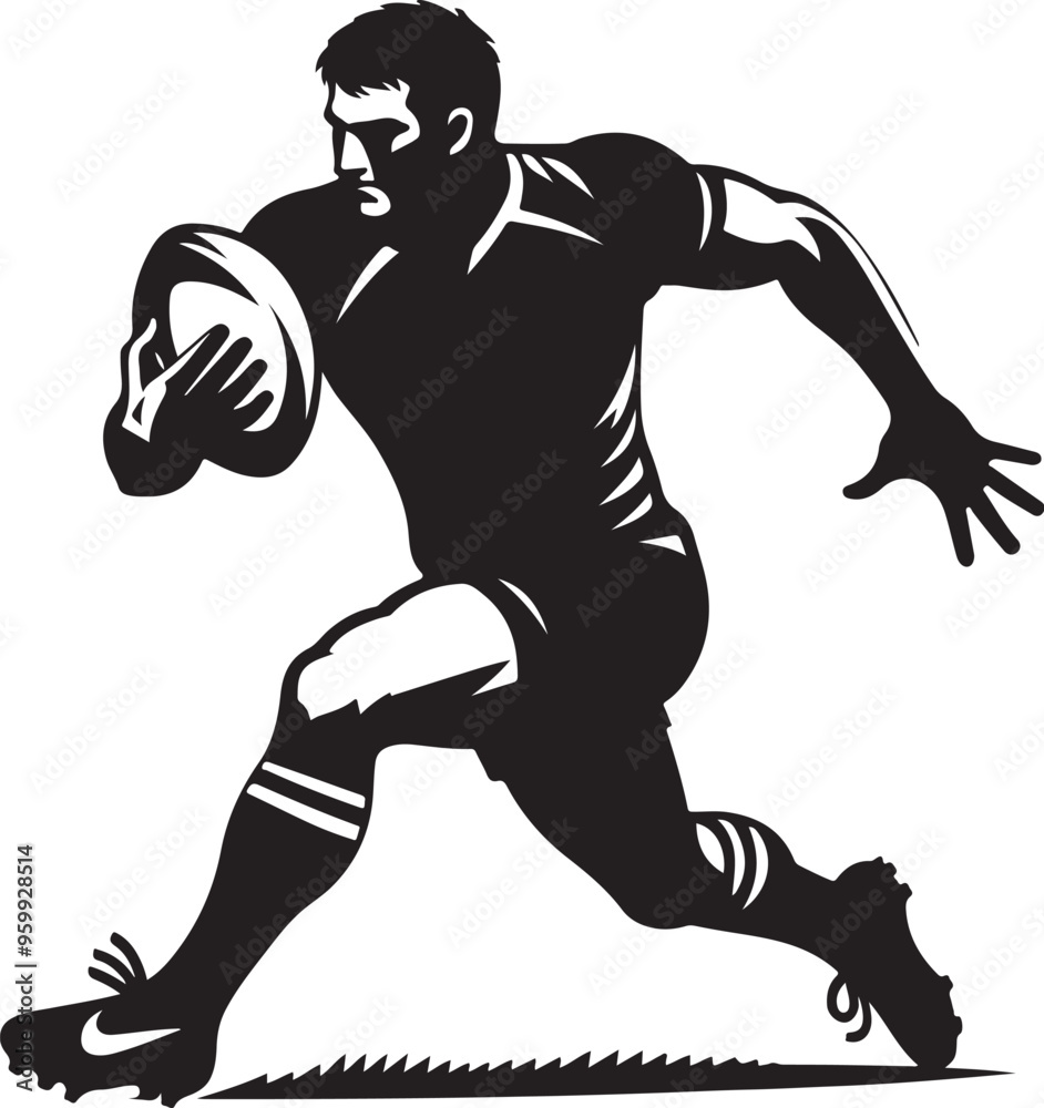Naklejka premium football rugby player vector design clipart flat style artwork
