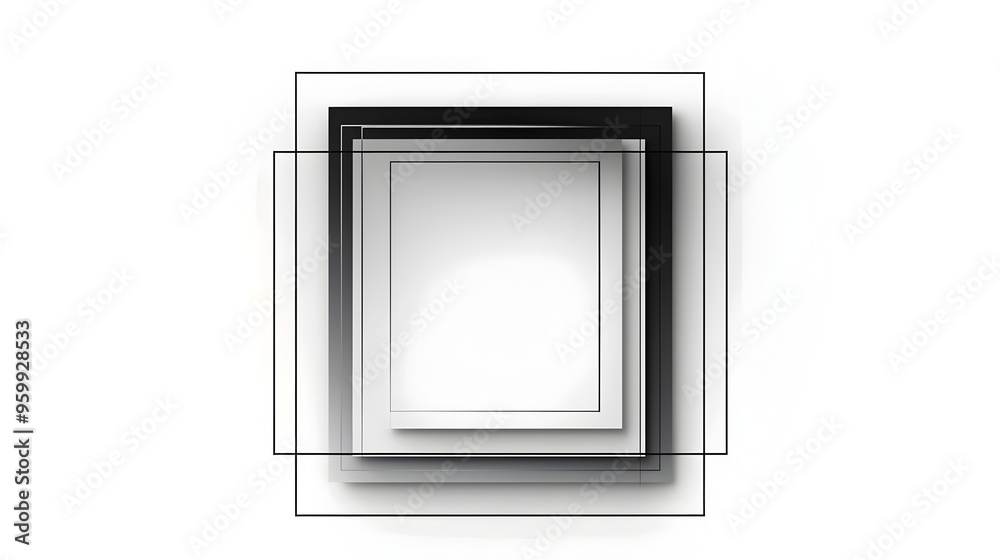 Sleek Rectangular Line Frame with Subtle Gradient Effect on White Background Sleek Rectangular Line Frame with Subtle Gradient Effect on White Background