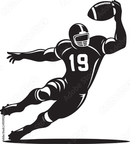 football rugby player vector design clipart flat style artwork photo