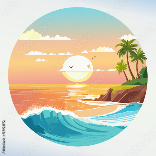 seascape with beautiful nature colors of the sunset; summer time