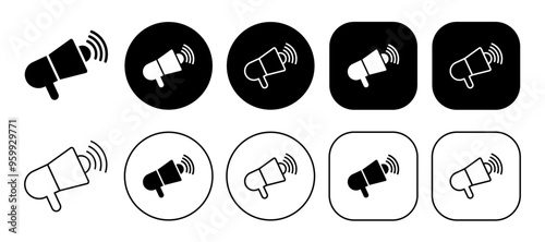 Black Echo Megaphone Speaker Toa Solid and Outline Icon
