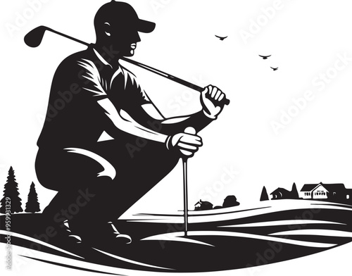 golf player vector design clipart flat style artwork