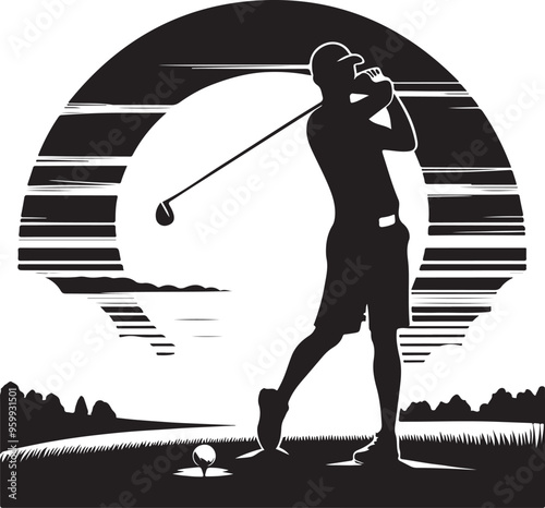 golf player vector design clipart flat style artwork photo