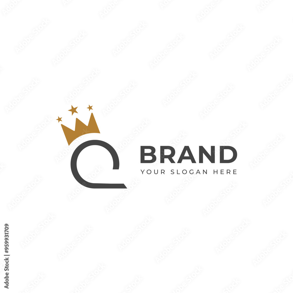 Crown Q letter logo design 