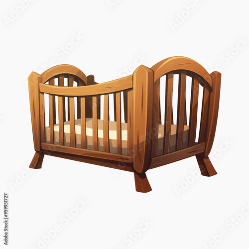 Wooden baby crib illustration