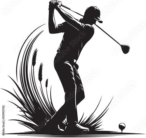 golf player vector design clipart flat style artwork