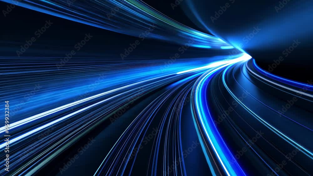 Abstract light trails in a tunnel, futuristic technology concept Abstract light trails in a tunnel, futuristic technology concept