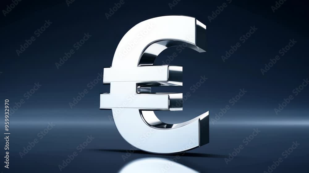 shiny silver euro symbol stands against a dark blue gradient background, representing currency and financial concepts shiny silver euro symbol stands against a dark blue gradient background, representing currency and financial concepts