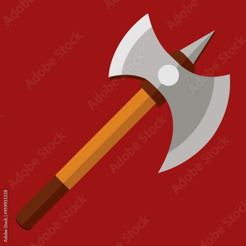 steel axe vector illustration medieval weapon