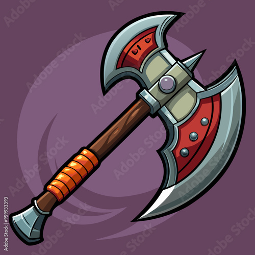 steel axe vector illustration medieval weapon