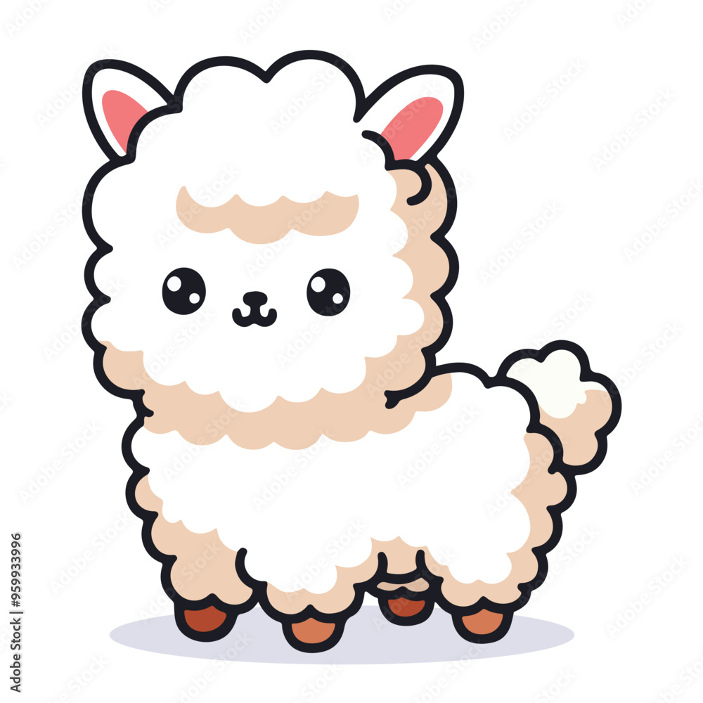 Adorable Kawaii Alpaca Cute and Playful Flat Vector Illustration Adorable Kawaii Alpaca Cute and Playful Flat Vector Illustration