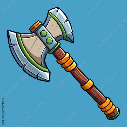 steel axe vector illustration medieval weapon