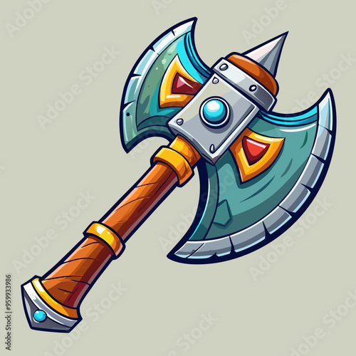 steel axe vector illustration medieval weapon