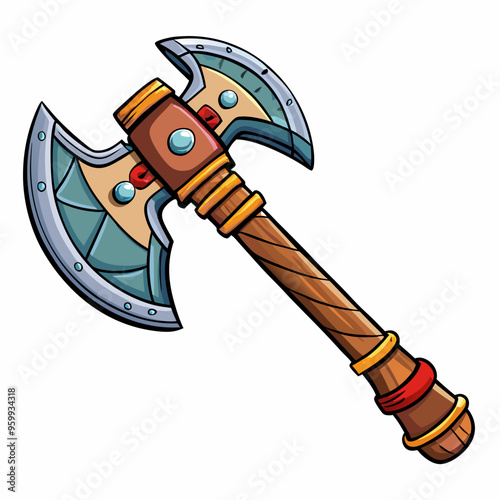 steel axe vector illustration medieval weapon