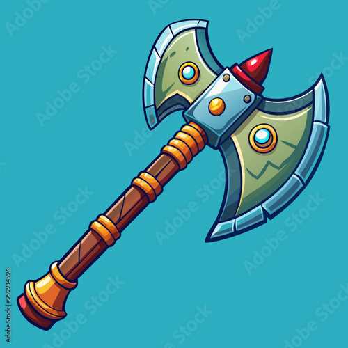 steel axe vector illustration medieval weapon