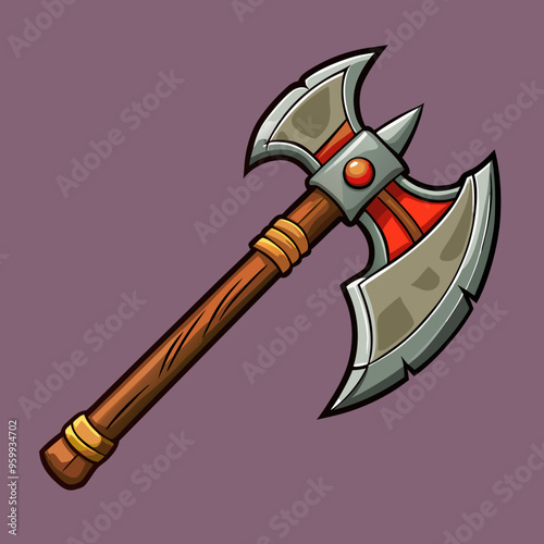 steel axe vector illustration medieval weapon