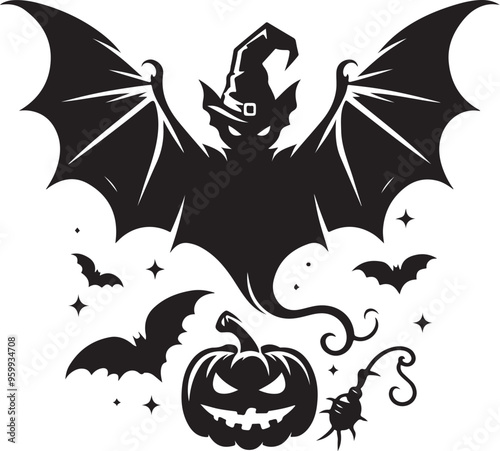 halloween bat vector design clipart flat style artwork photo