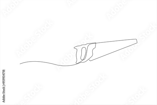 continuous line vector illustration design of saw