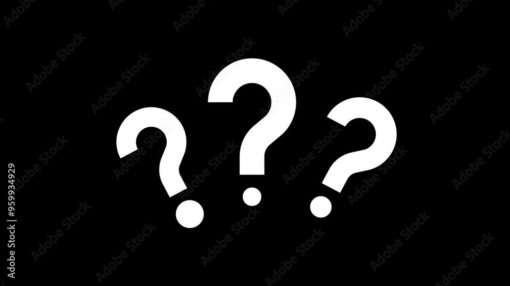 Animation of three question marks symbol. Alpha channel, transparent background. 4K resolution Animation of three question marks symbol. Alpha channel, transparent background. 4K resolution