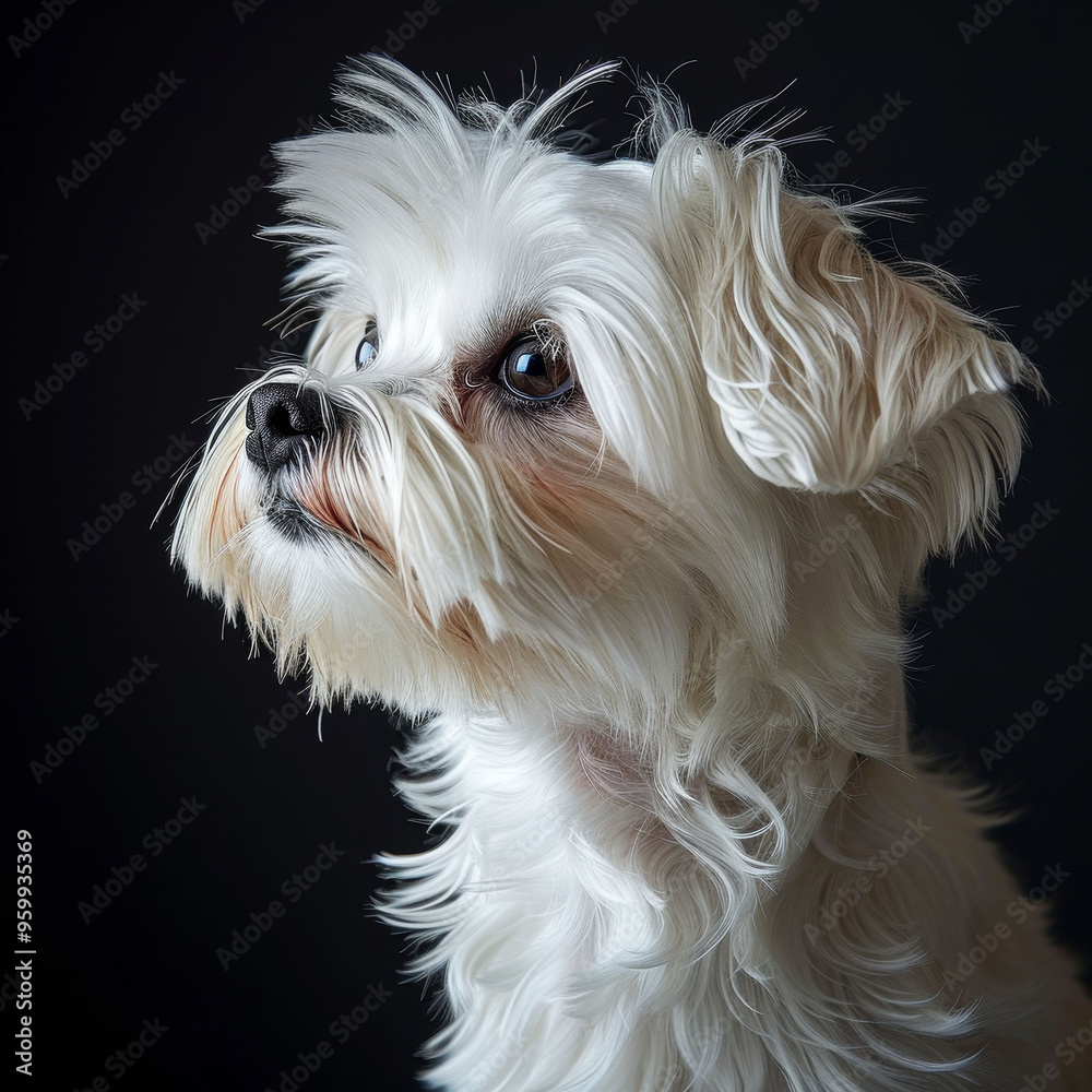 Maltese dog portrait in studio on black background Maltese dog portrait in studio on black background